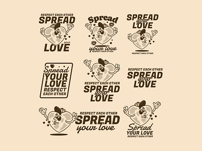 Spread your love - respect each other adipra std adipra.com character mascot heart character heart mascot mascot character retro art spread your love vintage art