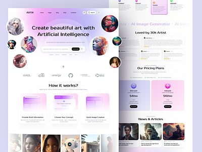 AI Image Generator Landing Page ai ai image generator ai website best dribbble creative image generator landing page midjourney modern website saas ai text to image ui ux web web ai web3 website