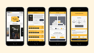 NobarBos - Movie Ticketing Mobile App 🎬 mobile app mockup ui ui design ux design ux research wireframe