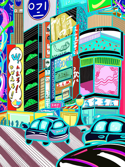 Shibuya (Tokyo city drawing) art design illustration