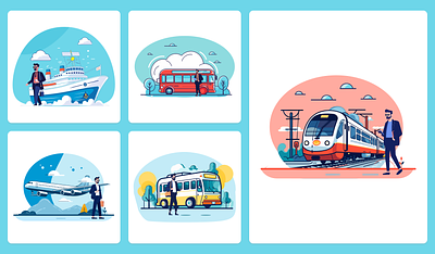 Dynamic Destinations: Vehicle & Character Illustrations design graphic design illustration ui ux vector