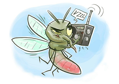 Happy World Mosquito Day! caricatures cartoon mosquito cartoon radio character desgin fun cartoon funny art lazinessnomore maka movin mosquito mosquito cartoon national cartoonist national day radio day watercolor