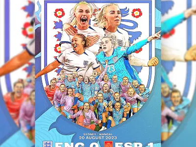Women's World Cup Final 2023 - ENG vs. ESP cartoon football graphic design illustration poster stylised world cup