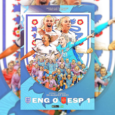 Women's World Cup Final 2023 - ENG vs. ESP cartoon football graphic design illustration poster stylised world cup