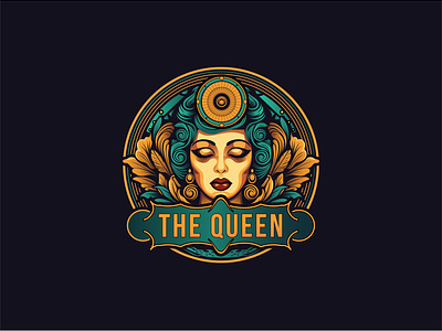 The Queen branding colorful design emblem face logo graphic design illustration logo the queen typography vector vintage