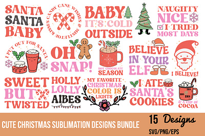 Cute Christmas Sublimation Designs Bundle branding design digital download graphic design logo motion graphics retro t shirt design