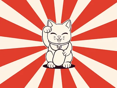 ✨ Maneki Neko Cat ✨ animation beckoning cat cat cat design character design cute cute cat design graphic design illustration kitty logo logo design lucky lucky cat maneki neko maneki neko cat playful red vector