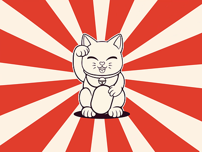 ✨ Maneki Neko Cat ✨ animation beckoning cat cat cat design character design cute cute cat design graphic design illustration kitty logo logo design lucky lucky cat maneki neko maneki neko cat playful red vector