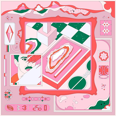 Gems of Self color palette color scheme colorful digital art digital painting gem gems grid identity illustration illustrator pink pink and red portrait scene symbols vector vector art vectorart