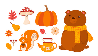 Set of autumn vector illustrations graphic design illustration vector