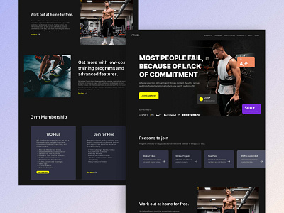 GYM Website Landing Page dark mode dark ui fitness gym landing page ui ui design web design website