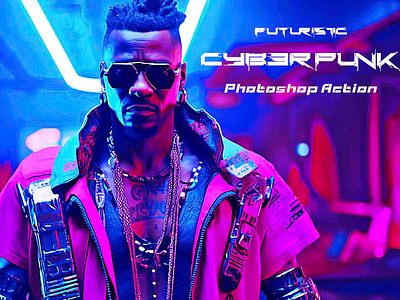 Futuristic Cyberpunk Photoshop Action atn