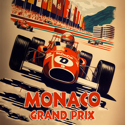 1960's Monaco Grand Prix Travel Poster collectors item.