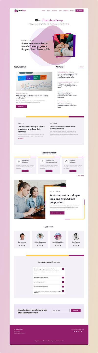 Website Design for the Launch of Plumfind Academy branding design figma ui webdesign