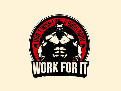 Work For It branding design emblem fitness gym illustration logo muscles sport work for it