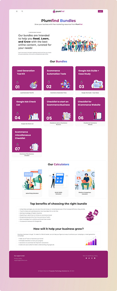 Landing Page for Plumfind Bundles design figma ui webdesign