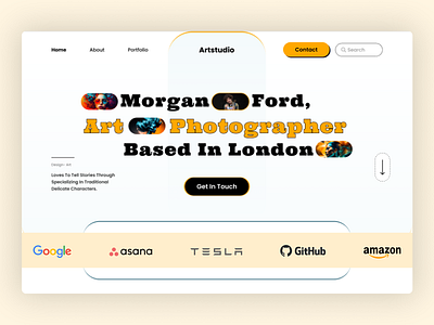 Artstudio- Digital Artist Portfolio Hero section design hero image hero section home page landing page minimal personal portfolio photographer portfolio portfolio ui ui design ux web design website website ui design