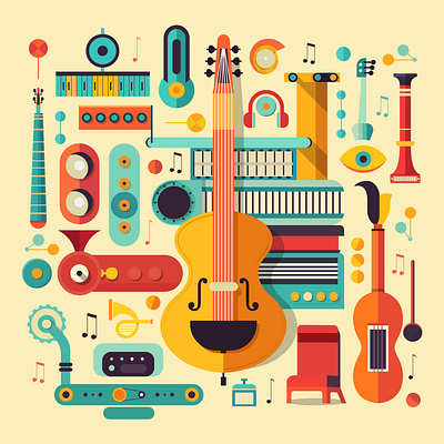 Music Instruments colorful illustration instruments music peautiful piano sound