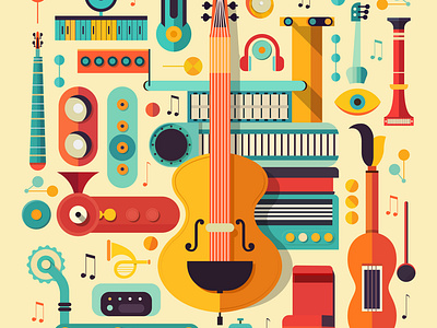 Music Instruments colorful illustration instruments music peautiful piano sound