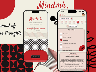 Mindink a journal of your thoughts. apple branding dailyui dairy ui design designinspiration discover figma graphic design illustration inspiration logo minimalism to do ui ui