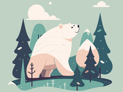 Winter walk :) arctic arctics bear branding desing forest graphic design ice illustration logo midjourney polar vector winter