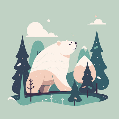Winter walk :) arctic arctics bear branding desing forest graphic design ice illustration logo midjourney polar vector winter