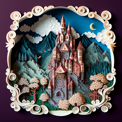 Paper Quilling of a Fairy Tale Castle artistry.