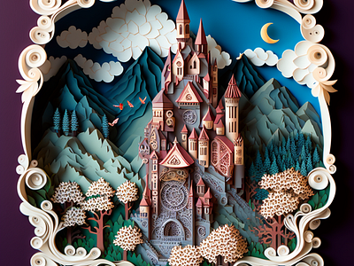 Paper Quilling of a Fairy Tale Castle artistry.