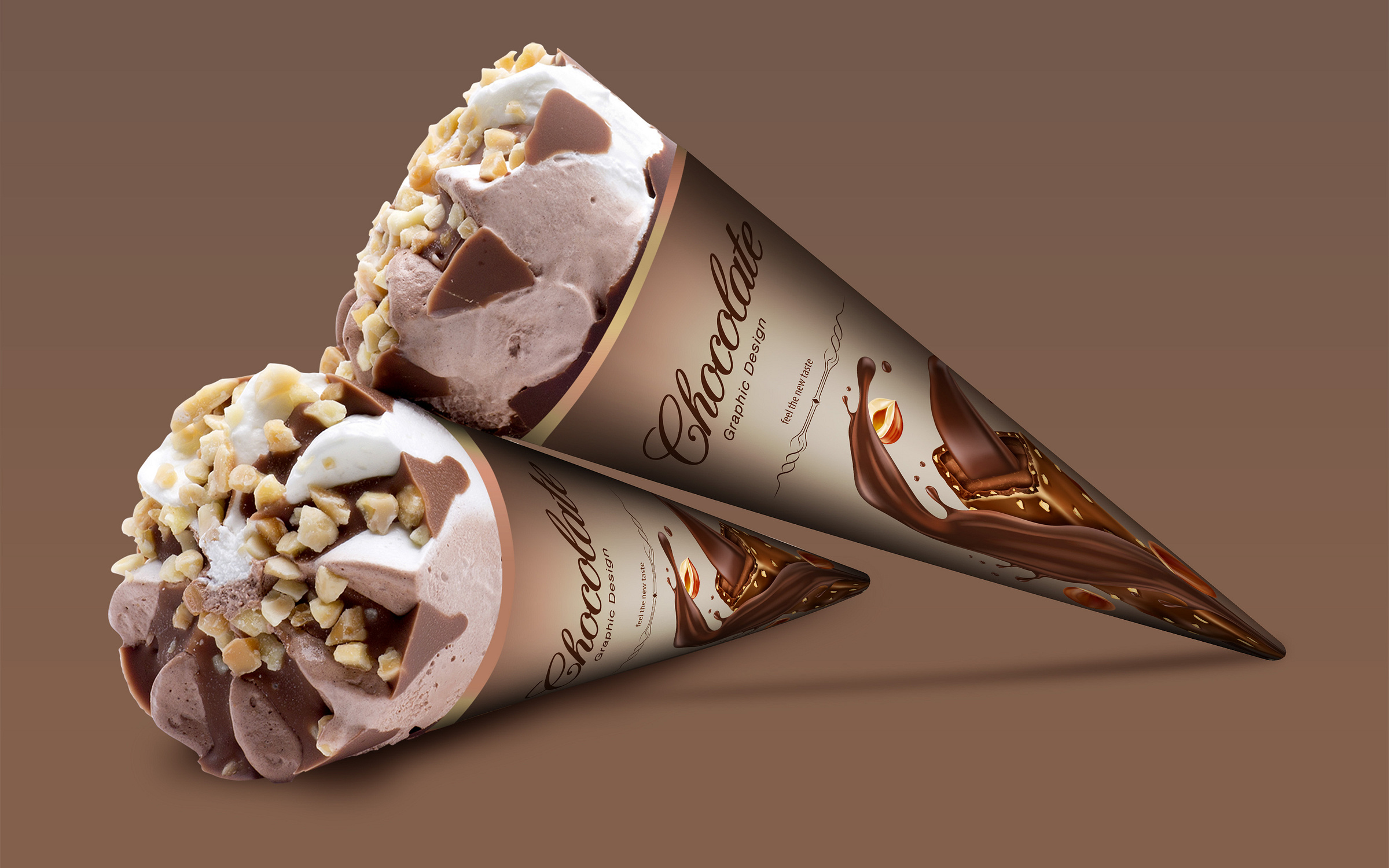 Chocolate ice cream cone label design by Ohiduzzaman12 on Dribbble