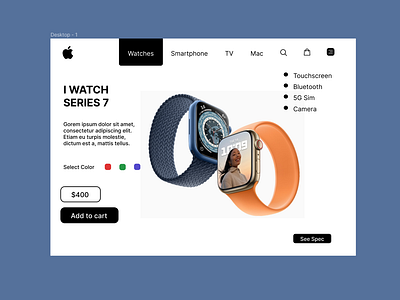 Apple website ui design for iwatches apple apple watch branding creative design figma graphic design illustration iwatch logo minimilaist modern design responsive design smartwatch technology ui uiux watchos website website design