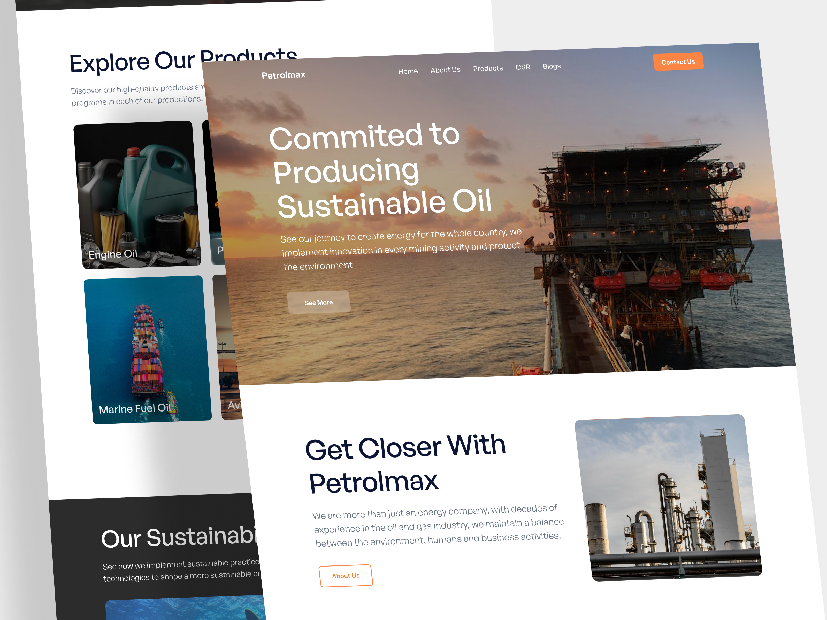 Petrolmax - Oil Company Profile branding clean company company branding csr energy gas gas company landing landing page minimal oil oil company petrol petroleum responsibility sustainability ui web design website
