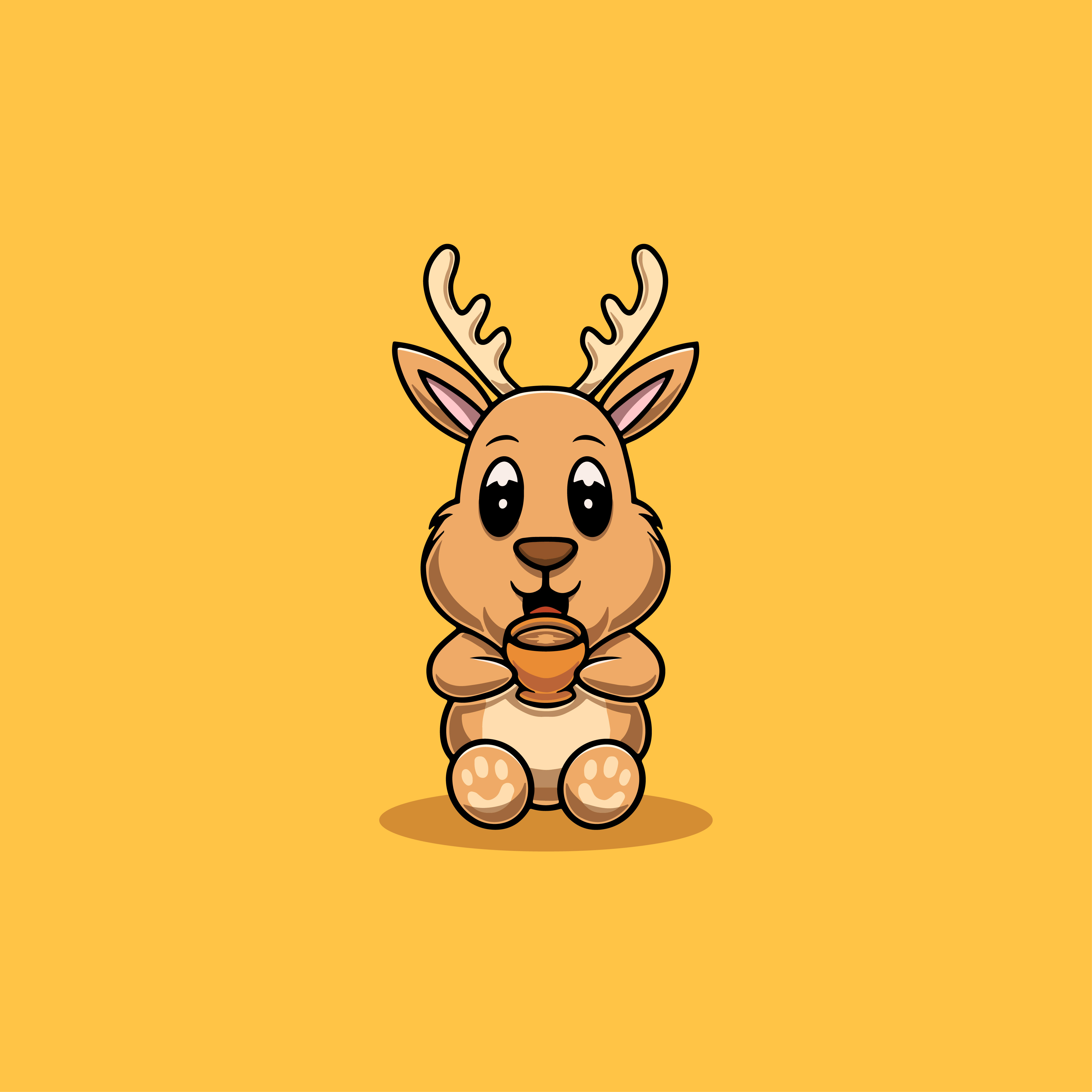 Cute Deer Drinking Hot Chocolate Illustration branding graphic design holiday ui