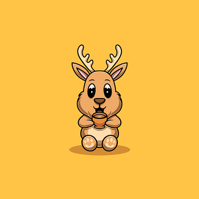 Cute Deer Drinking Hot Chocolate Illustration branding graphic design holiday ui