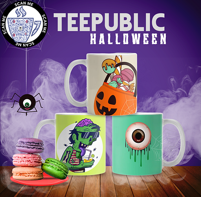 Halloween Mug creppy desing design ghost halloween holidays illustration kids mug tshirt design zombie