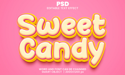 Sweet candy cute 3d editable text effect design baby candy logo candy shop cute text effect girl pink text effect psd mockup sugar candy