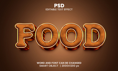 Food 3d editable text effect design chocolate text effect coffee shop food logo food shop psd mockup