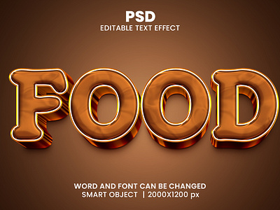 Food 3d editable text effect design chocolate text effect coffee shop food logo food shop psd mockup