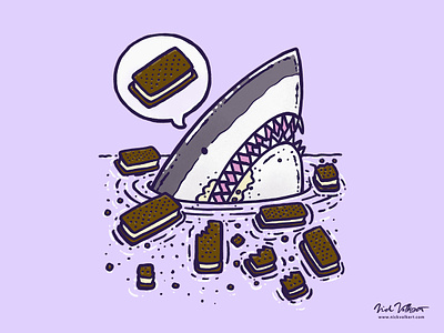 Ice Cream Sandwich Shark chocolate great white shark ice cream ice cream sandwiches illustration illustrator purple shark summer vanilla