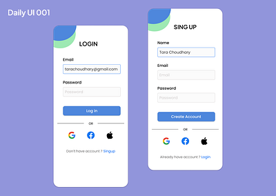 #001 Sing-Up and Login Page app design figma signuppage ui ux