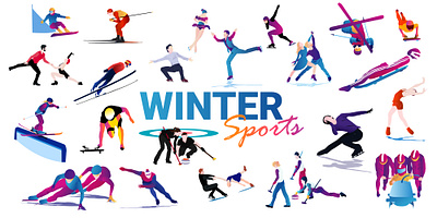 Winter sport vector set design figure skating jump graphic design illustration olympic games vector winter sport