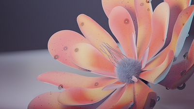 Flower with hair simulation 3d abstract blender design scifiart surreal