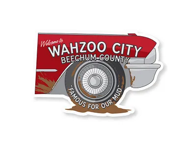 Wahoo City, Beechum County - Travel Sticker beechum county famous mud my cousin vinny travel sticker