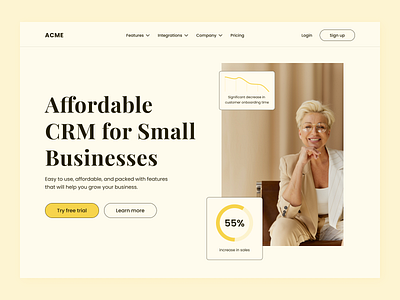 CRM Hero Section design ui ux web design