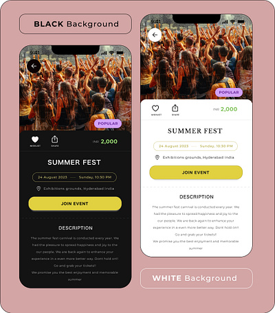 Event Booking design mobile ui