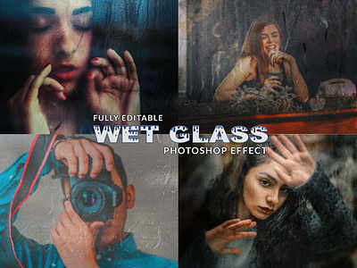 Wet Glass Photoshop Effect add ons effects glass effect liquid drop mockup photo effect photoshop action photoshop effect poster effect rain drops rainy window water drop wet glass wet window