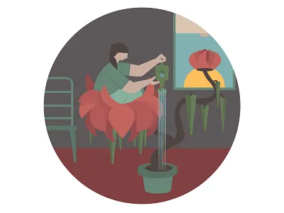 Self-responsibility 2d illlustration bloom design drawing flower graphic design illustration plant vector watering
