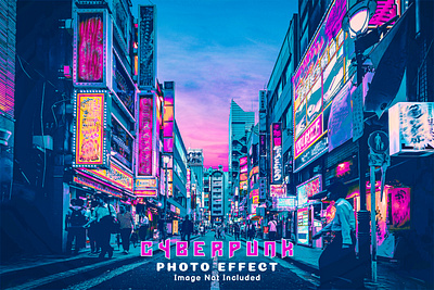 Cyberpunk Photoshop Effect add ons color mix effect cyberpunk design editable poster effect template effects filter futuristic poster mockup neon template photo effect photoshop action photoshop effect poster effect urban effect