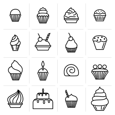Baking icons sweet food