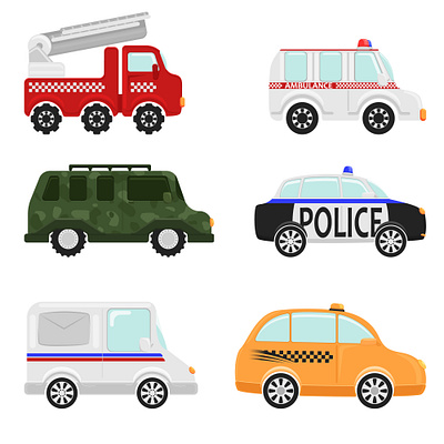 Cartoon service vehicles cabs