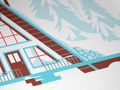 Snowed In Detail a frame cabin cozy cross country skiing flat illustration illustrator in minnesota poster posters for parks screenprint screenprinted ski skiing snow snowed vector winter